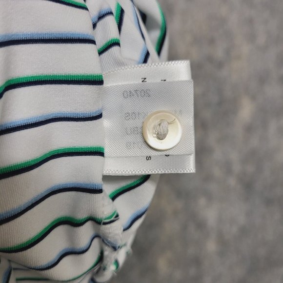 Peter Millar Polo Shirt Men XL Green Blue Striped Summer Comfort Heathrow Golf - Picture 9 of 9